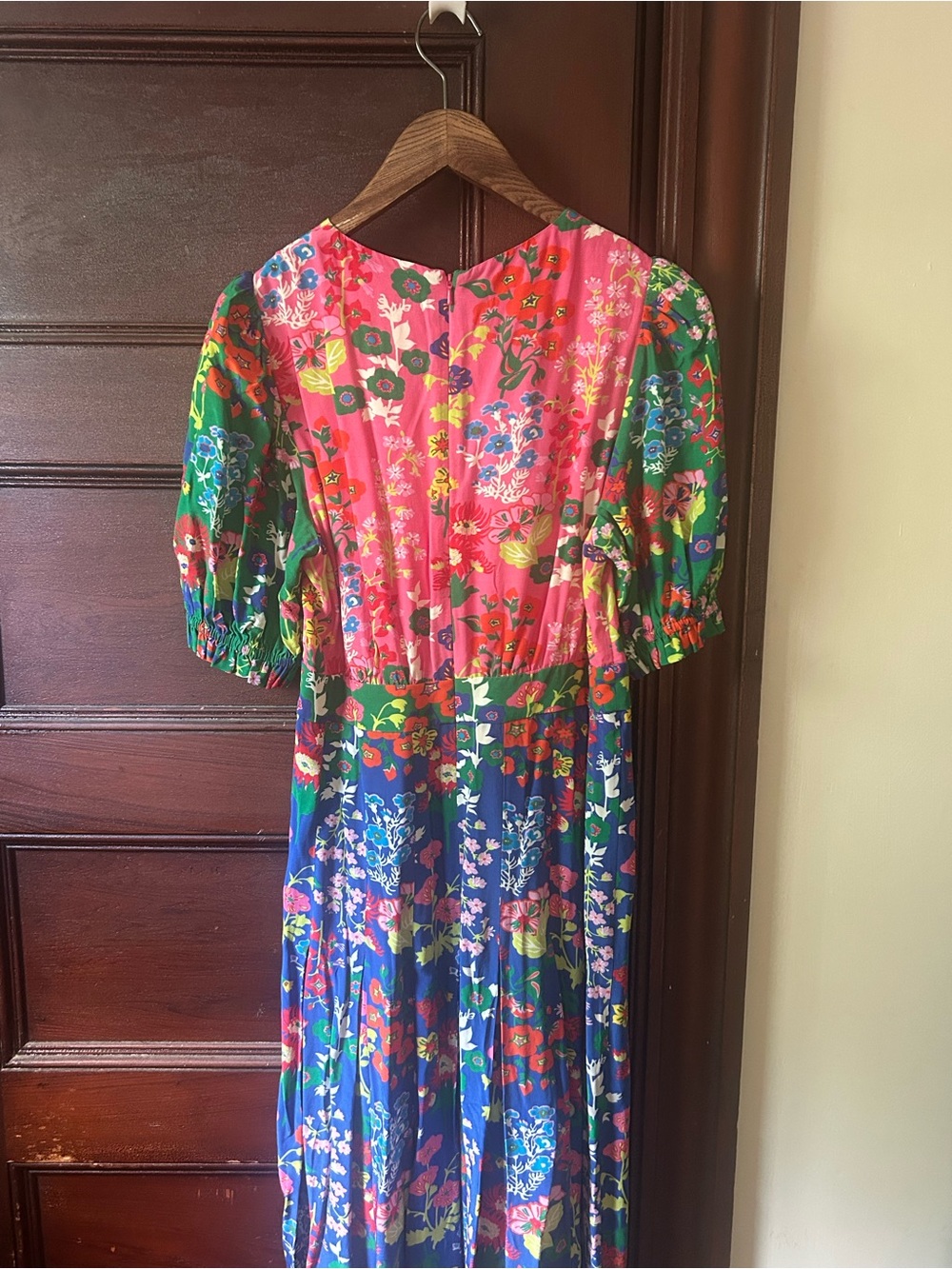 Boden Liv Pleat Midi Dress Wild Poppy Floral Botanical Print Puff Sleeve Size 6 - Picture 6 of 10